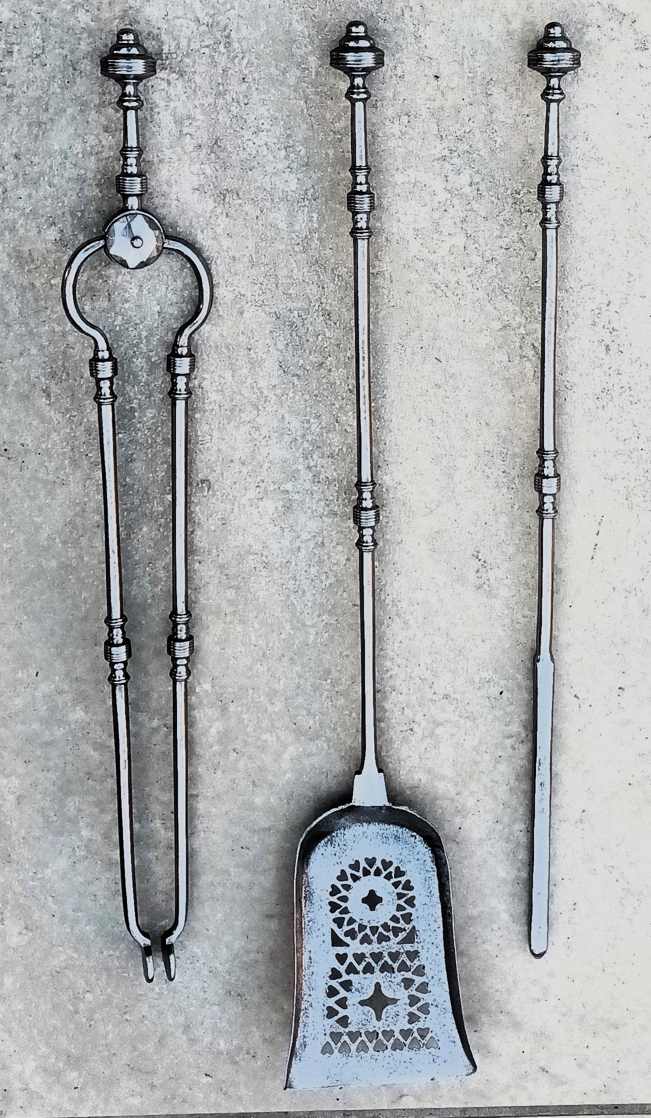 Set of Three Antique English Georgian Steel Fire Irons - Image 6
